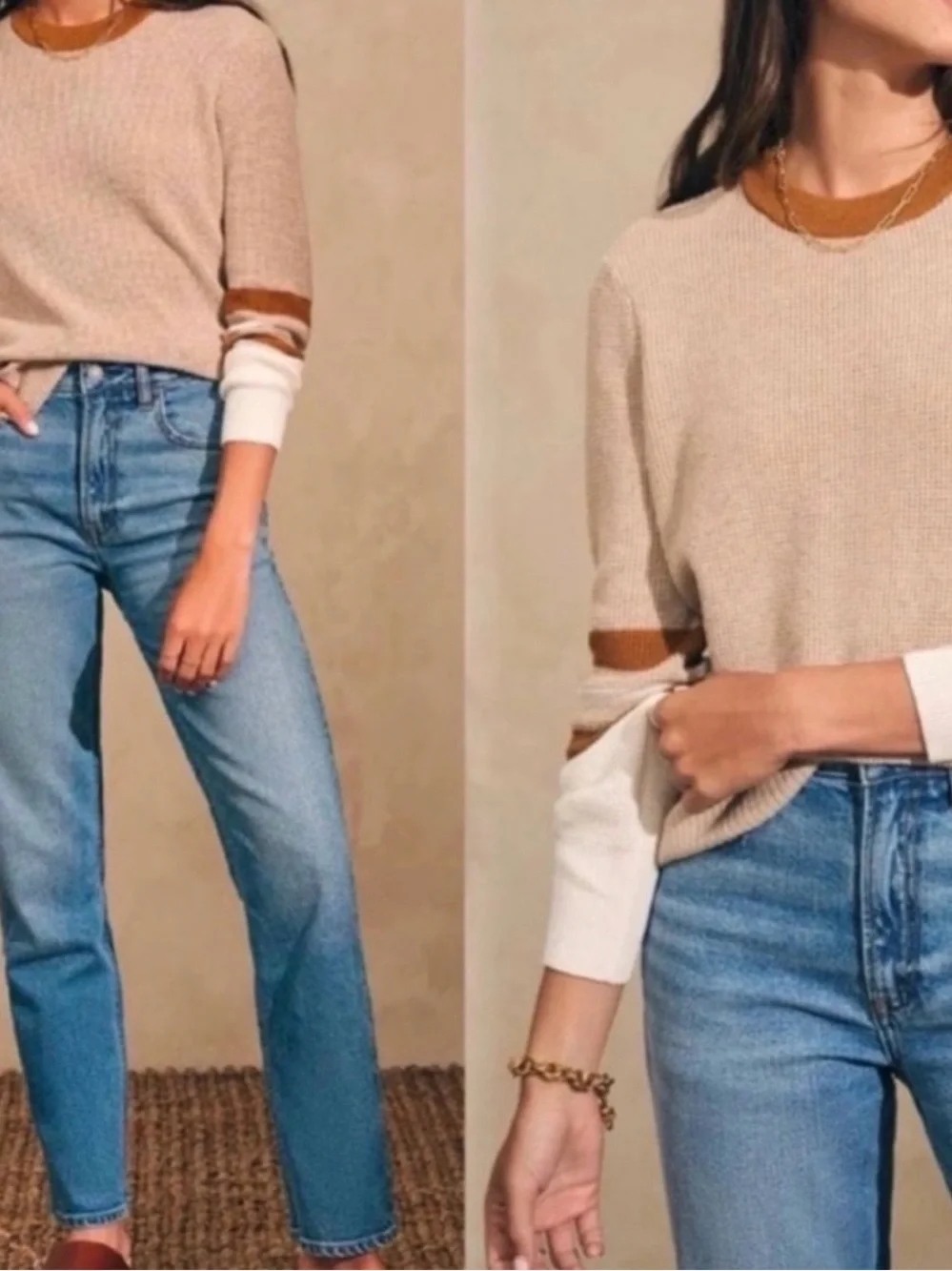 Faherty Organic Cotton and Cashmere Women's Throwback Waffle Sweater Size XL